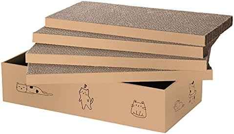 4 Packs in 1 Cat Scratch Pad with Box, Cat Scratcher