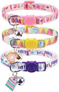 SCENEREAL Birthday Cat Collars Breakaway with Bells, 3 Pack Adjustable