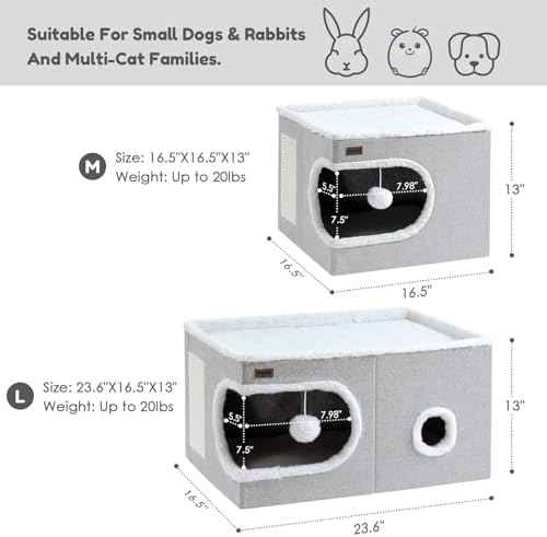 Garnpet Cat Bed for Indoor Cats Cube House, Covered Cat Cave Beds &