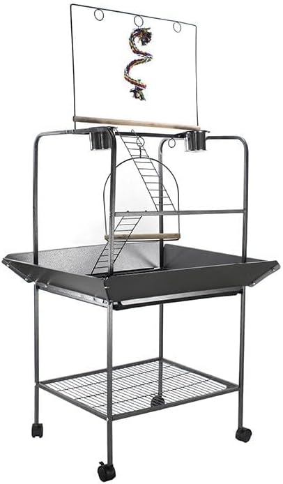 62 Inch Bird Cage with Wooden Perches, Standing Wrought Iron Birdcage with - Image 6