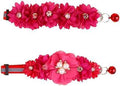 2 Pack Cat Collar Pink Floral with Bell and Removable Flower Bowtie