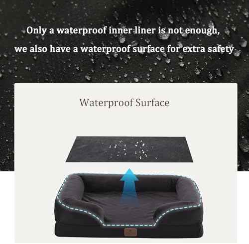 Bedfolks Orthopedic Dog Bed, Waterproof Dog Sofa Bed for Large Dogs