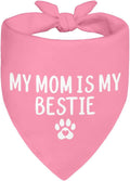 My Mom is My Bestie Pink Dog Bandana, Funny Pet Bandana Adjustable Scarf by ZBBFSCSB