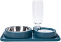 Double Dog Cat Bowl Set with Automatic Water Dispenser, Stainless Steel by JiangYanus