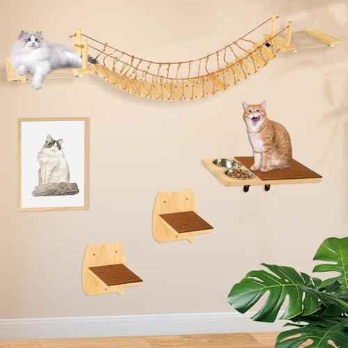 Calmbee Cat Wall Shelves, Cat Wall Furniture 70" Cat Bridge Wall Mount