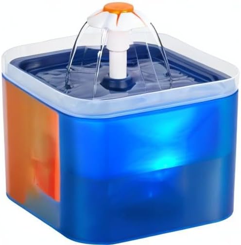 Cat Water Fountain Blue Flower: Cat Fountain Cute - 67oz/2L Small Pet Water - Image 8