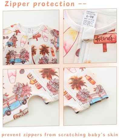 Unisex Summer Trendy 2-Pack Rompers Short Sleeve Zipped Bodysuit