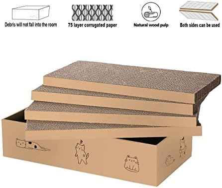 4 Packs in 1 Cat Scratch Pad with Box, Cat Scratcher