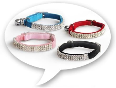 CHUKCHI Soft Velvet Safe Cat Adjustable Collar Bling Diamante - Image 2