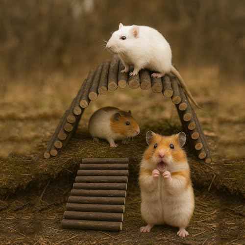 SIMENA Wooden Hamster Suspension Bridge Toy, Hamster Fencing, Natural