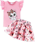 Girls Skirt Set 2 Piece Outfit Toddler Summer Clothes Ruffle Sleeve
