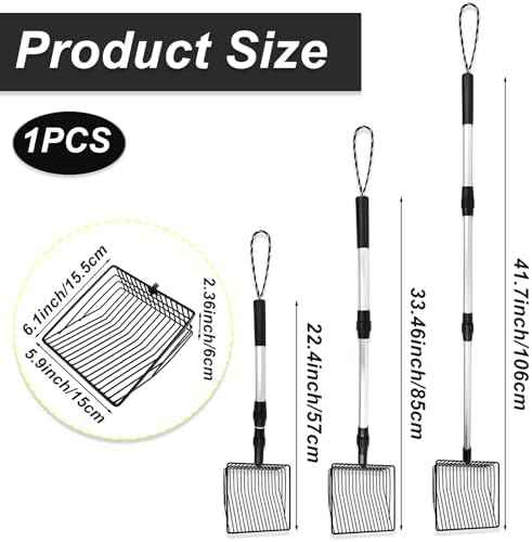 Chicken Poop Scooper 3 in 1 Adjustable Long Handle Litter Metal Scoop