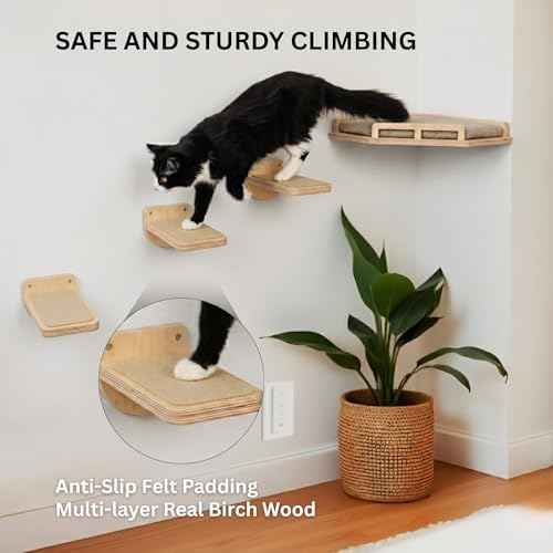 INICIO Cat Wall Shelves and Steps, 4-Piece Wooden Cat Wall Furniture