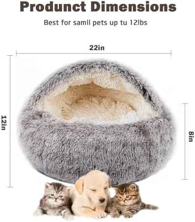 Cat Bed for Indoor Cats, Calming Cozy Cave with Self-Warming Plush
