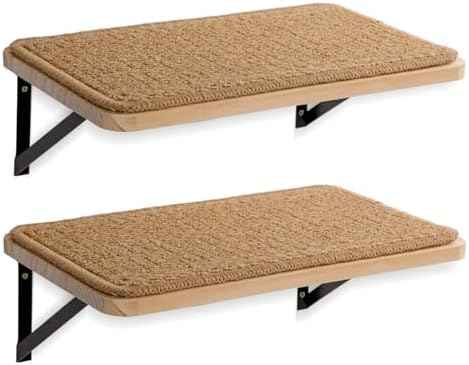 2Pack Wooden Cat Wall Shelves with Sisal Mat,16x9.8 Inch Cat Wall Step