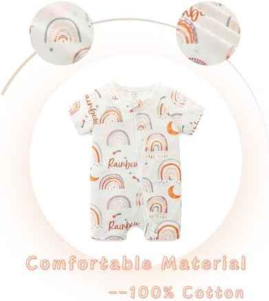 Unisex Summer Trendy 2-Pack Rompers Short Sleeve Zipped Bodysuit