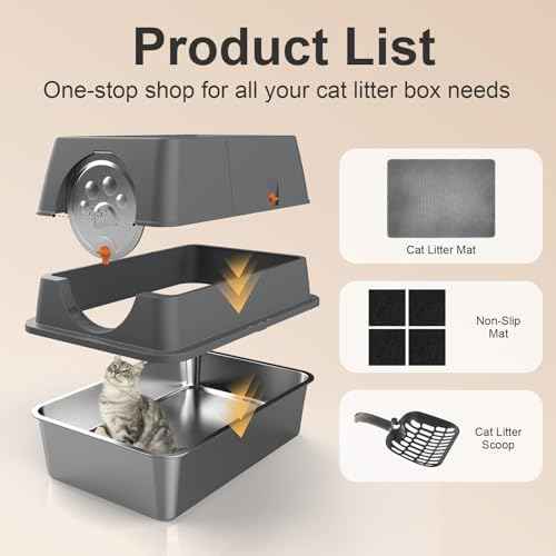2PACK Stainless Steel Litter Box with Lid, XL Extra Large Litter Box