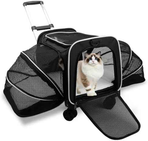 Pet Carrier On Wheels - Airline Approved Expandable Cat Carrier with