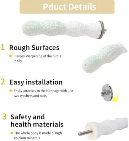 Bird Perches for Cage, Abrasive Surface High Calcium Mineral Parrot