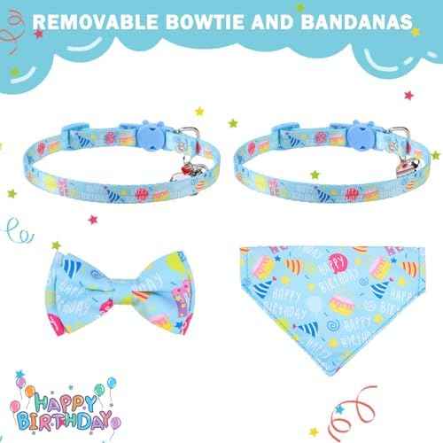 SCENEREAL Cat Bandana Collars for Birthday - 2 Pack Breakaway Kitten