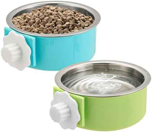 Mechpia 2 Pieces Crate Dog Bowl, Removable Stainless Steel Pet Kennel