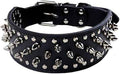 Serijoars Spiked Studded Dog Collar, PU Leather Dog Collar, Adjustable
