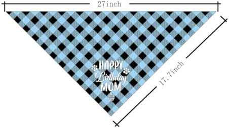 Dog Bandana for Happy Birthday Mom - Classical Plaid Printing Scarf