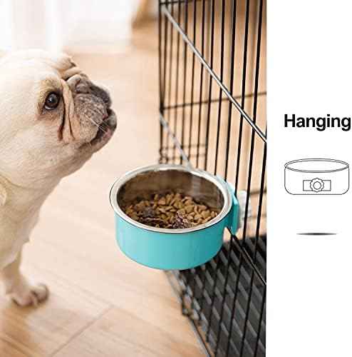 Mechpia 2 Pieces Crate Dog Bowl, Removable Stainless Steel Pet Kennel
