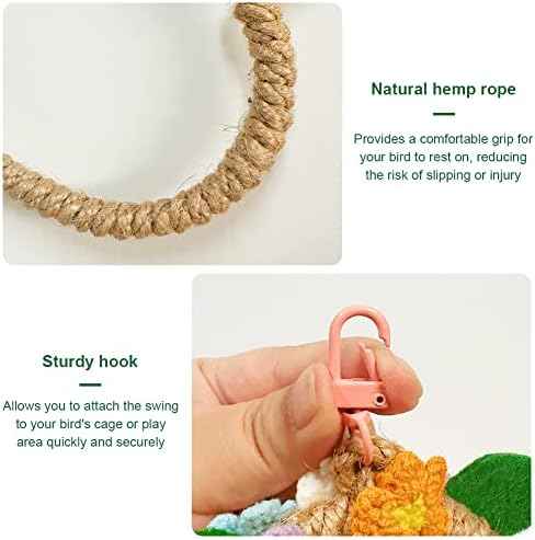 La La Pet® Bird Rope Swing with Hanging Hook Bird Rope Perch Bird