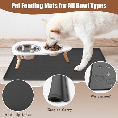 24"x16" Large Dog Food Mat, Silicone Dog and Cat Mats for Food and