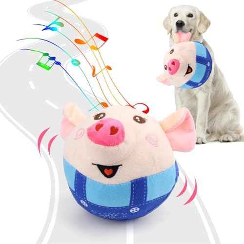 BABORUI Interactive Dog Toys Pig, Jumping Squeaky Dog Toys with