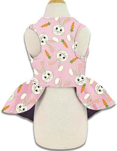 Easter Dog Dress with Pink Bunny Print, Cute Spring Pet Skirt for