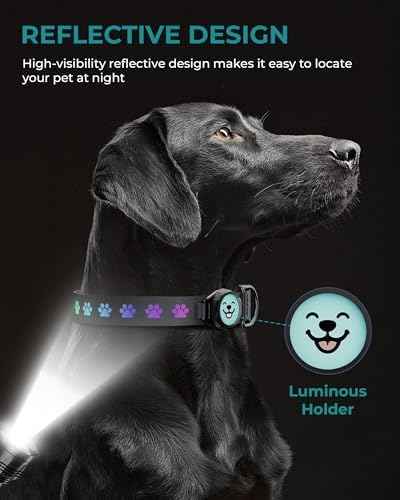 Dog Collar with Airtag Holder, IP67 Waterproof Reflective AirTag Dog