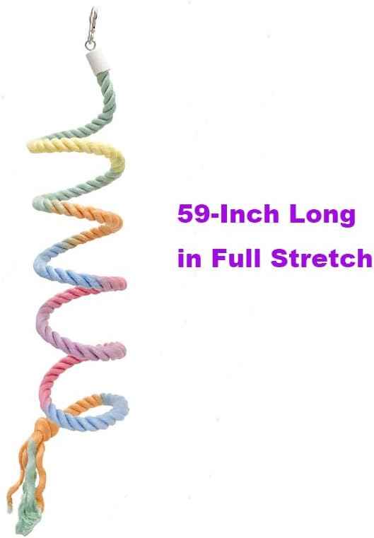 59-Inch Hanging Bird Rope Perch Stand Extra Long Gradient Color Swing