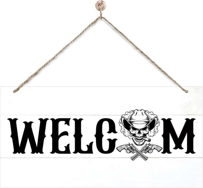 Welcome Sign for Front Door, Welcome Decor Wooden Hanging Sign for Wall Decor by corner+wind