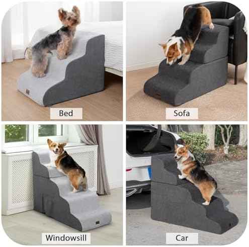 Garnpet Dog Stairs for High Beds with Tunnel, 5-Step Dog Steps for