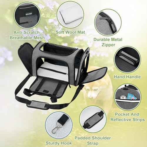 Soundy Large Cat Carrier Dog Carrier Under 25 Lbs,Collapsible