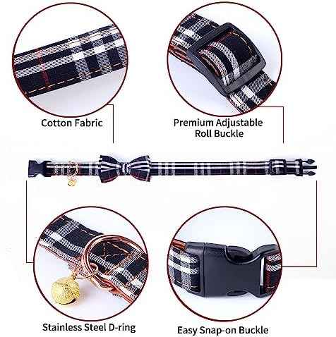 Yizepet Dog Collar with Bow Tie- Adjustable pet Collar for Dogs with