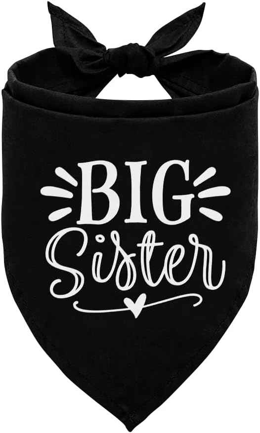 Big Sister Bandana for Dog, Pet Pregnancy Announcement, Black Dog