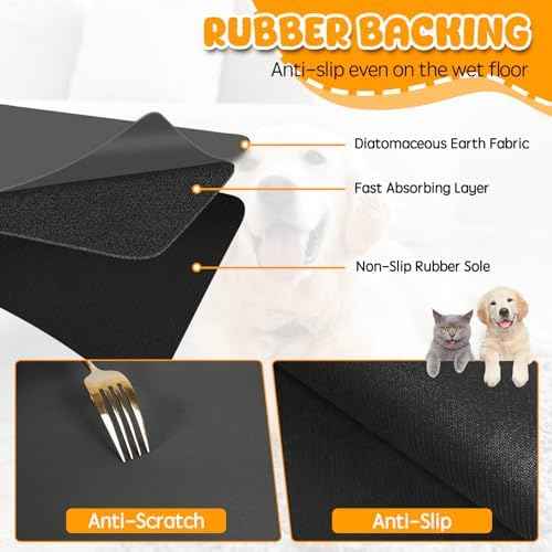 Dog Food Mat, 39.4"x31.5" Largest Absorbent Dog Mat for Food and