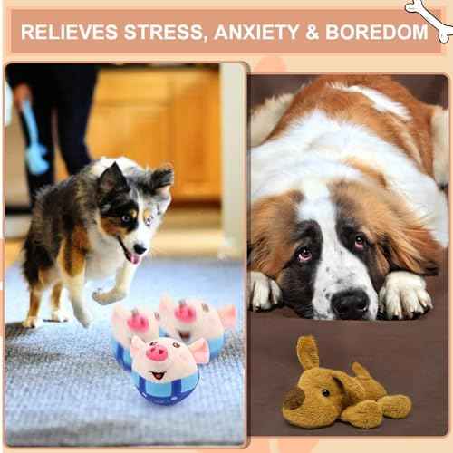 BABORUI Interactive Dog Toys Pig, Jumping Squeaky Dog Toys with