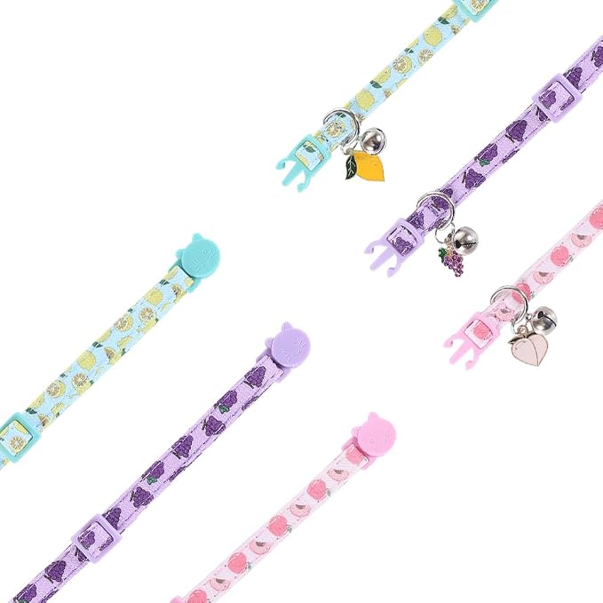 3 Pack Cat Collar Fruits with Bell Pendant Breakaway Adjustable Accessory - Image 3