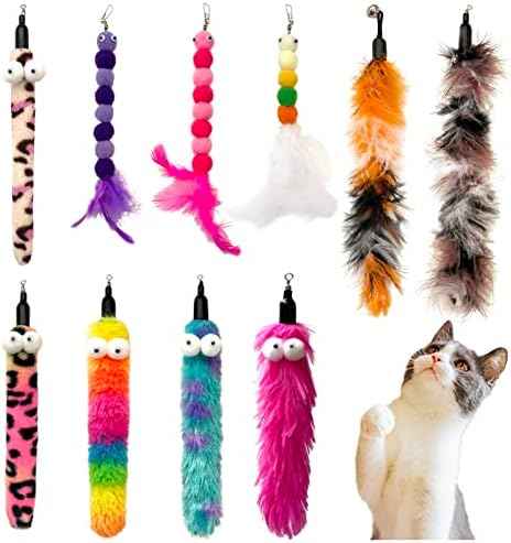 AcceLeah Cat Worm Toy Refills Cats Teaser Toys Cat Fishing Pole Toy