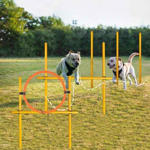 TNZMART 2.6 FT Dog Agility Obstacle Course Backyard Set with Wave