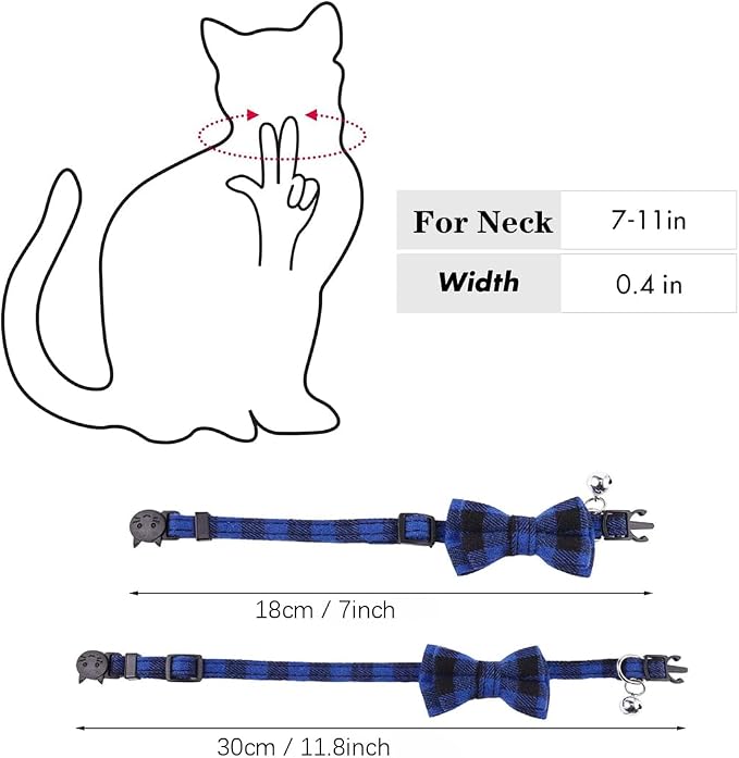 Green Plaid Bow Cat Collar - Image 4
