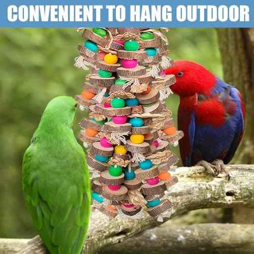 Parrot Toys for Large Birds, Multicolored Wooden Blocks Bird Chewing