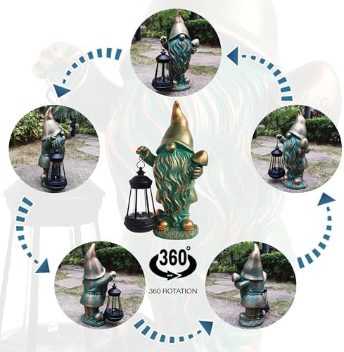JOYBEE Garden Statues Gnomes with Solar Lantern Outdoor Decor-Gnomes