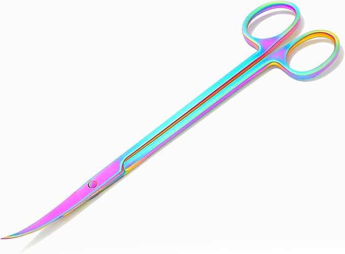Mandala Crafts 12 Inches Rainbow Stainless Steel Curved Aquarium Scissors - Image 2