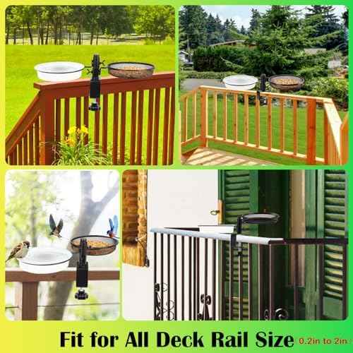 HRAYLTOP Deck Bird Feeders with Metal Mesh Tray and 2 Water Bowls