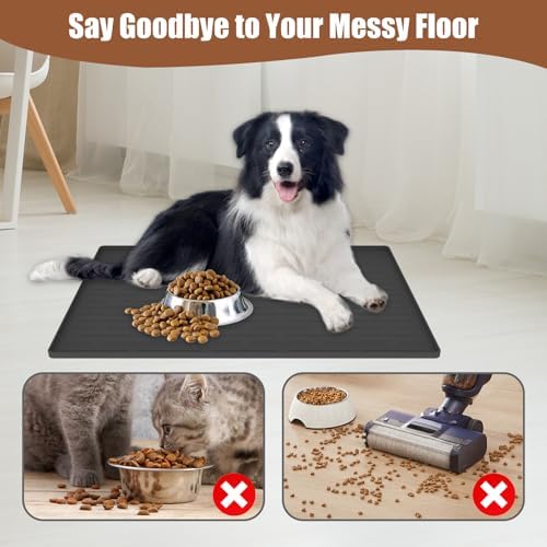 24"x16" Large Dog Food Mat, Silicone Dog and Cat Mats for Food and